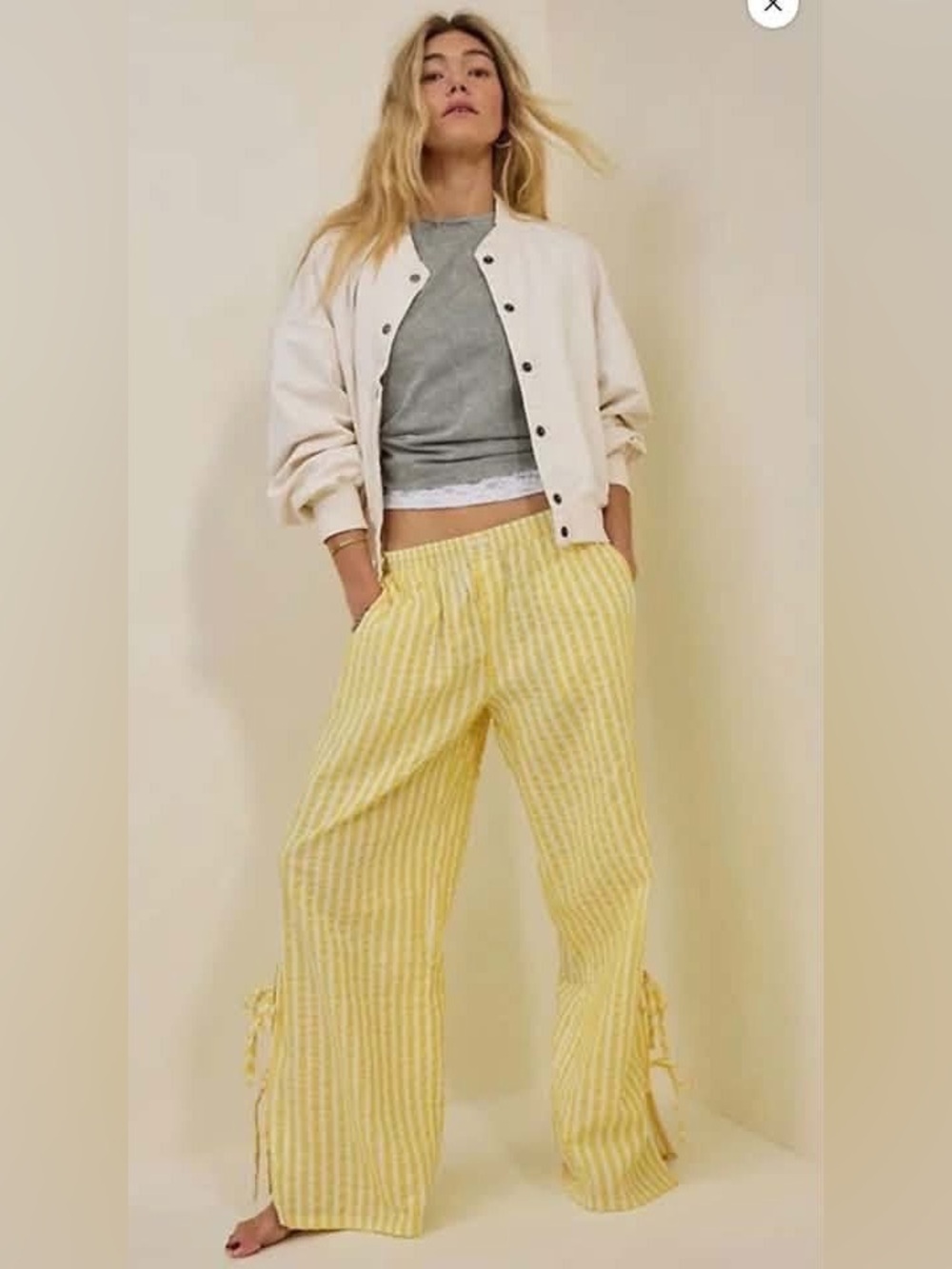 Aerie Off-Duty Seersucker Side Tie Trouser Pants, like new ($49.95)!